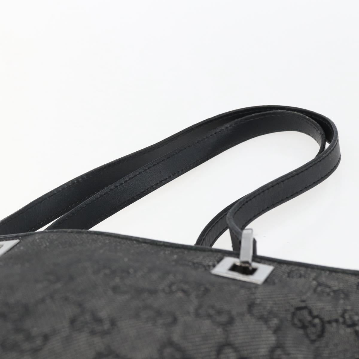 GUCCI GG Canvas Tote Bag Black Silver 31244 Auth 173595