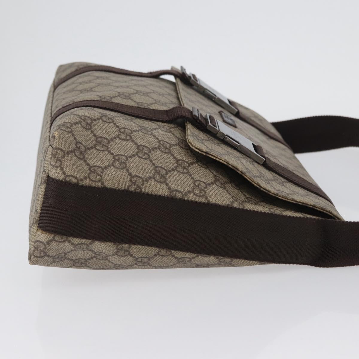 GUCCI GG Supreme Shoulder Bag PVC Leather Beige Silver 122373 Auth 173598