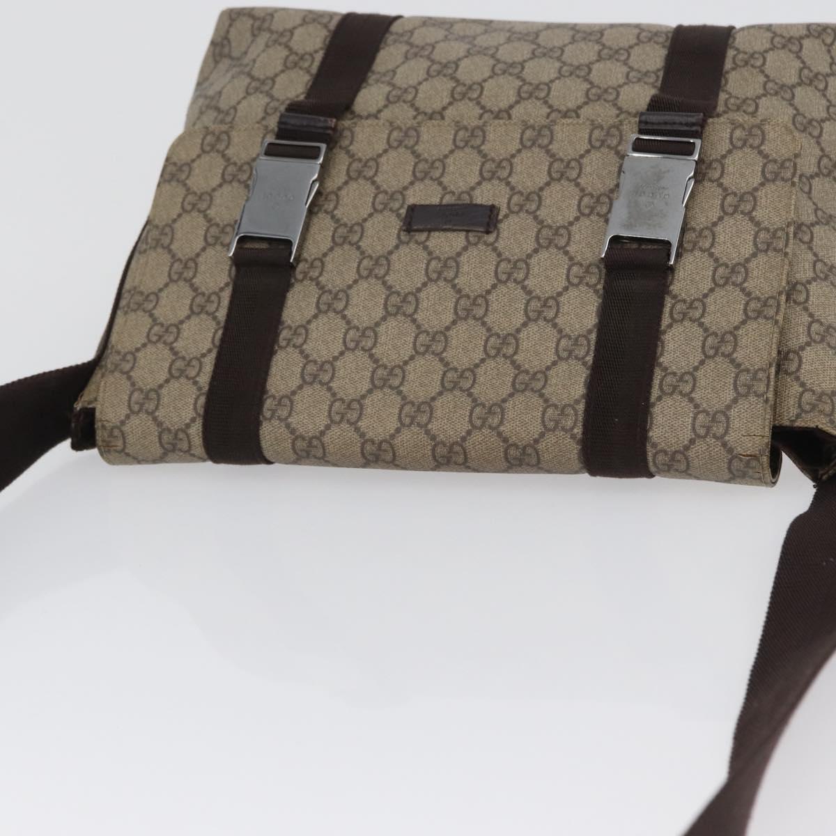 GUCCI GG Supreme Shoulder Bag PVC Leather Beige Silver 122373 Auth 173598