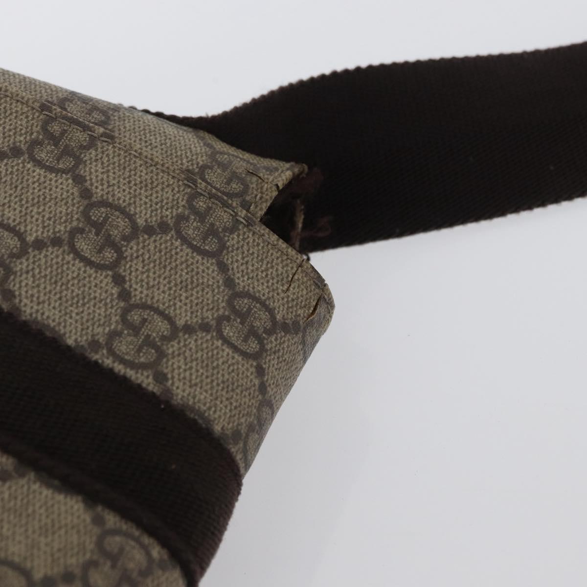 GUCCI GG Supreme Shoulder Bag PVC Leather Beige Silver 122373 Auth 173598