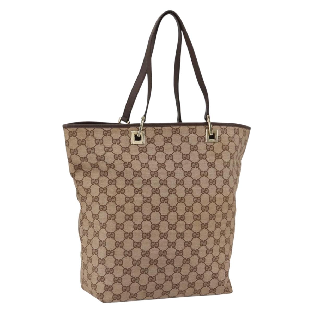 GUCCI GG Canvas Tote Bag Brown Gold 002 1098 Auth 173601