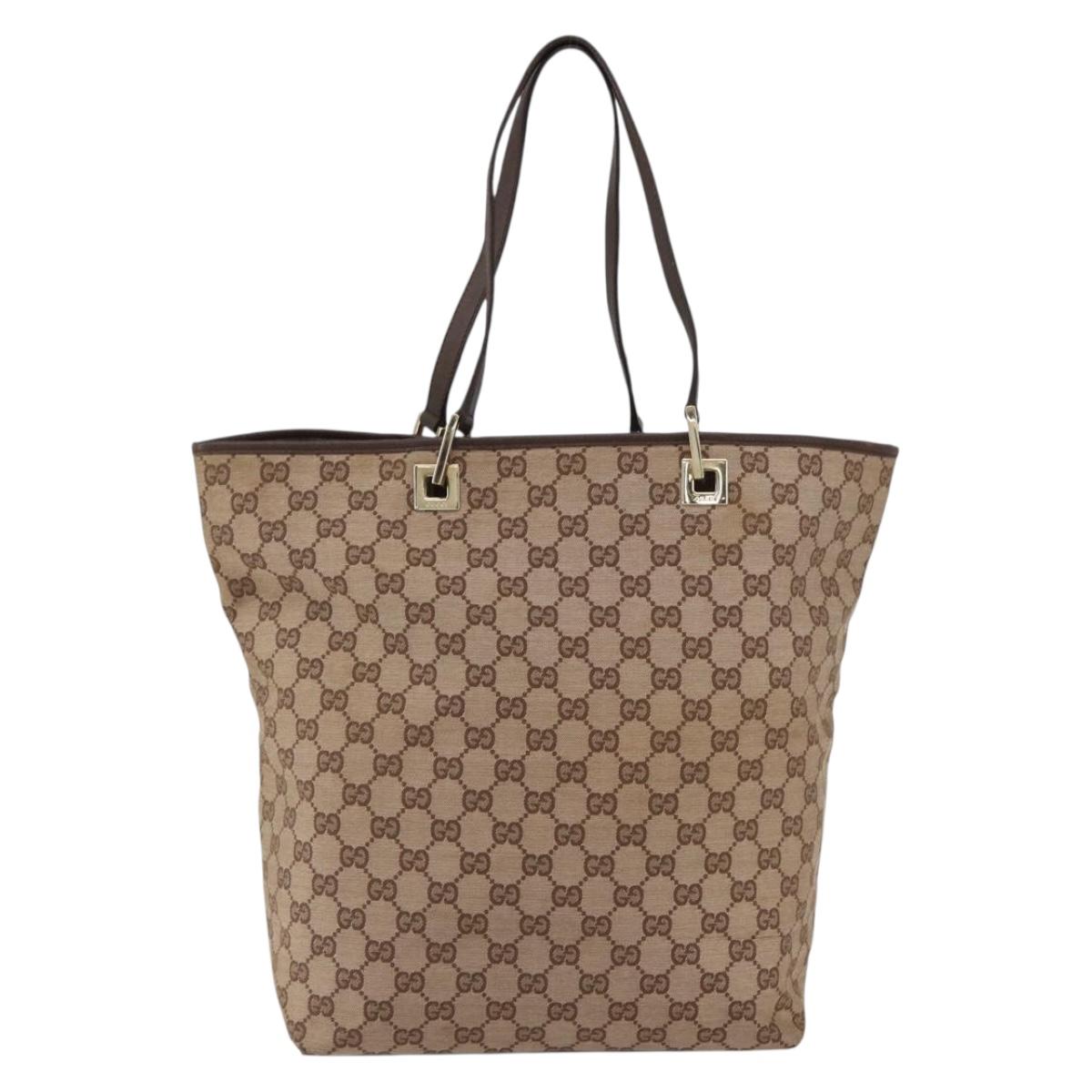 GUCCI GG Canvas Tote Bag Brown Gold 002 1098 Auth 173601