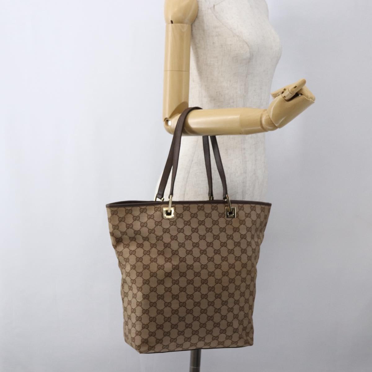 GUCCI GG Canvas Tote Bag Brown Gold 002 1098 Auth 173601
