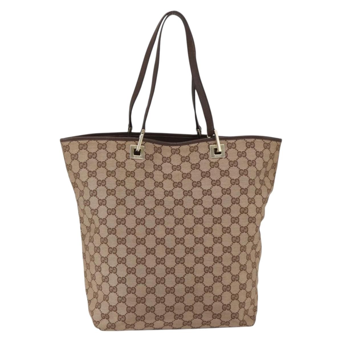 GUCCI GG Canvas Tote Bag Brown Gold 002 1098 Auth 173601