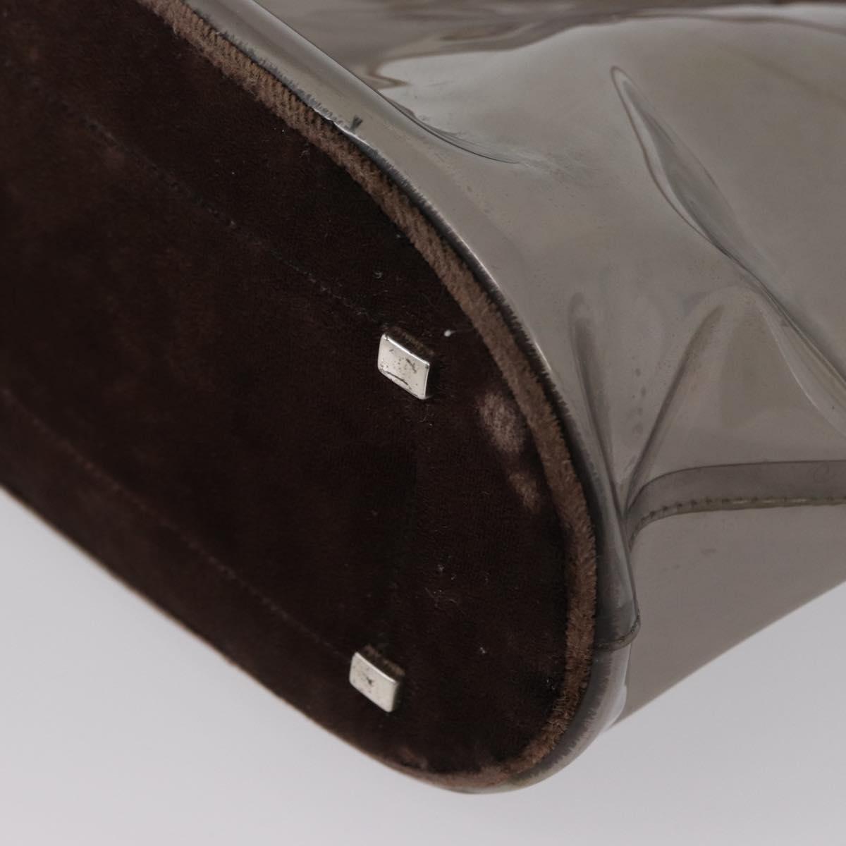 PRADA Tote Bag Velour Vinyl Brown Auth 173602