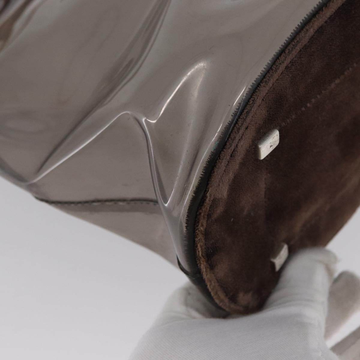 PRADA Tote Bag Velour Vinyl Brown Auth 173602