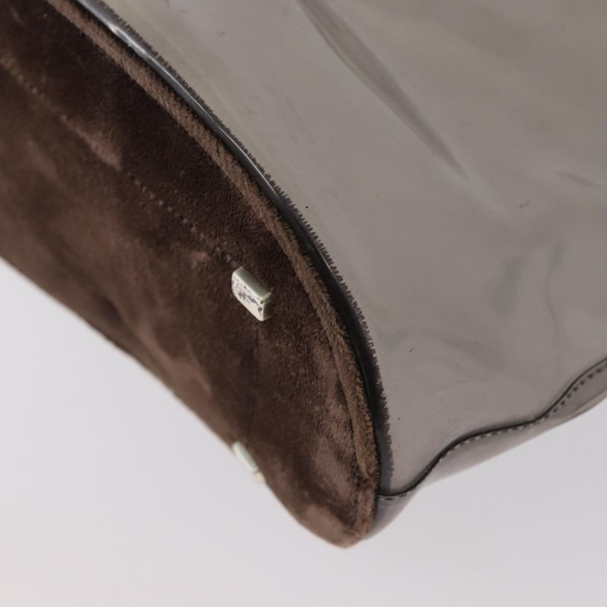 PRADA Tote Bag Velour Vinyl Brown Auth 173602