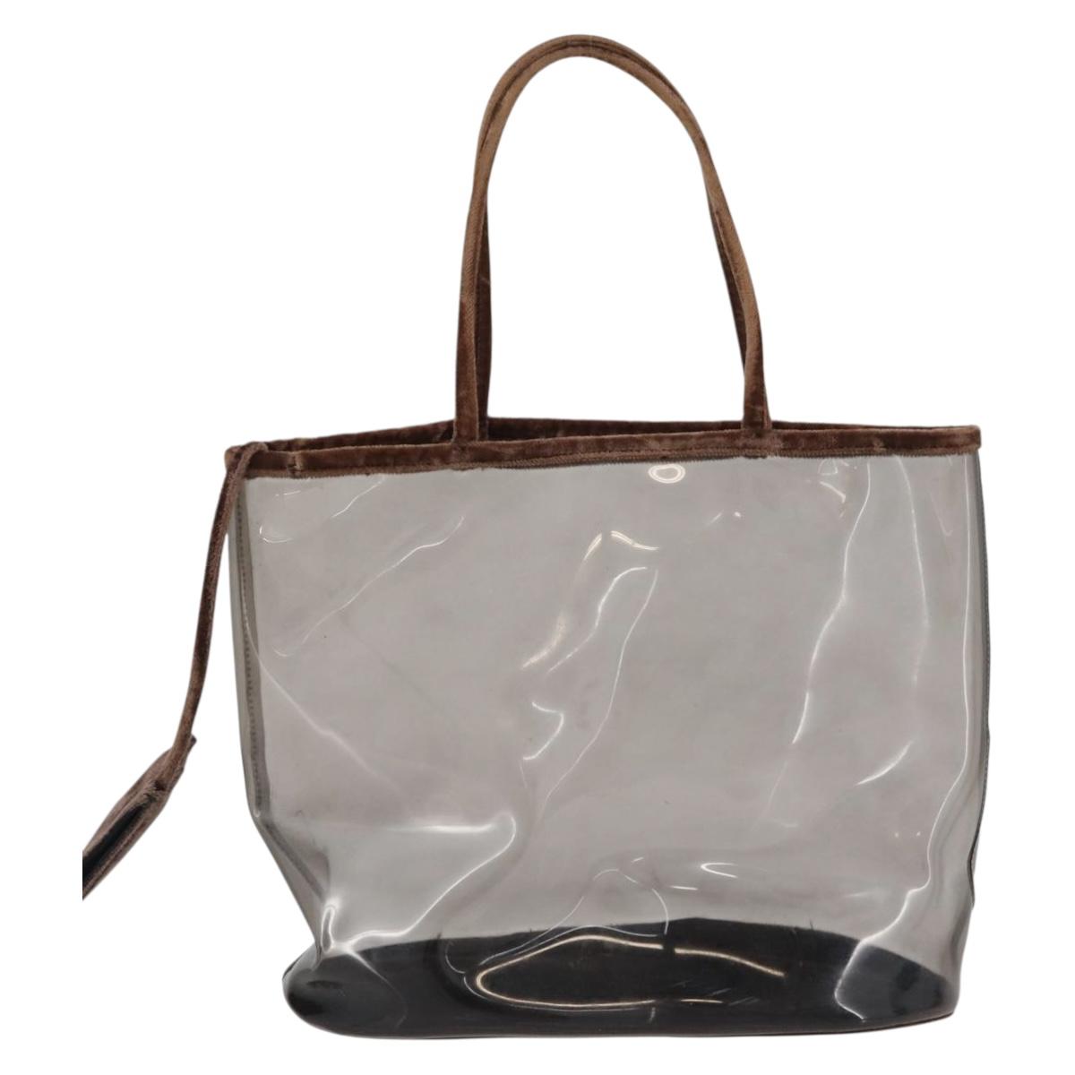 PRADA Tote Bag Velour Vinyl Brown Auth 173602