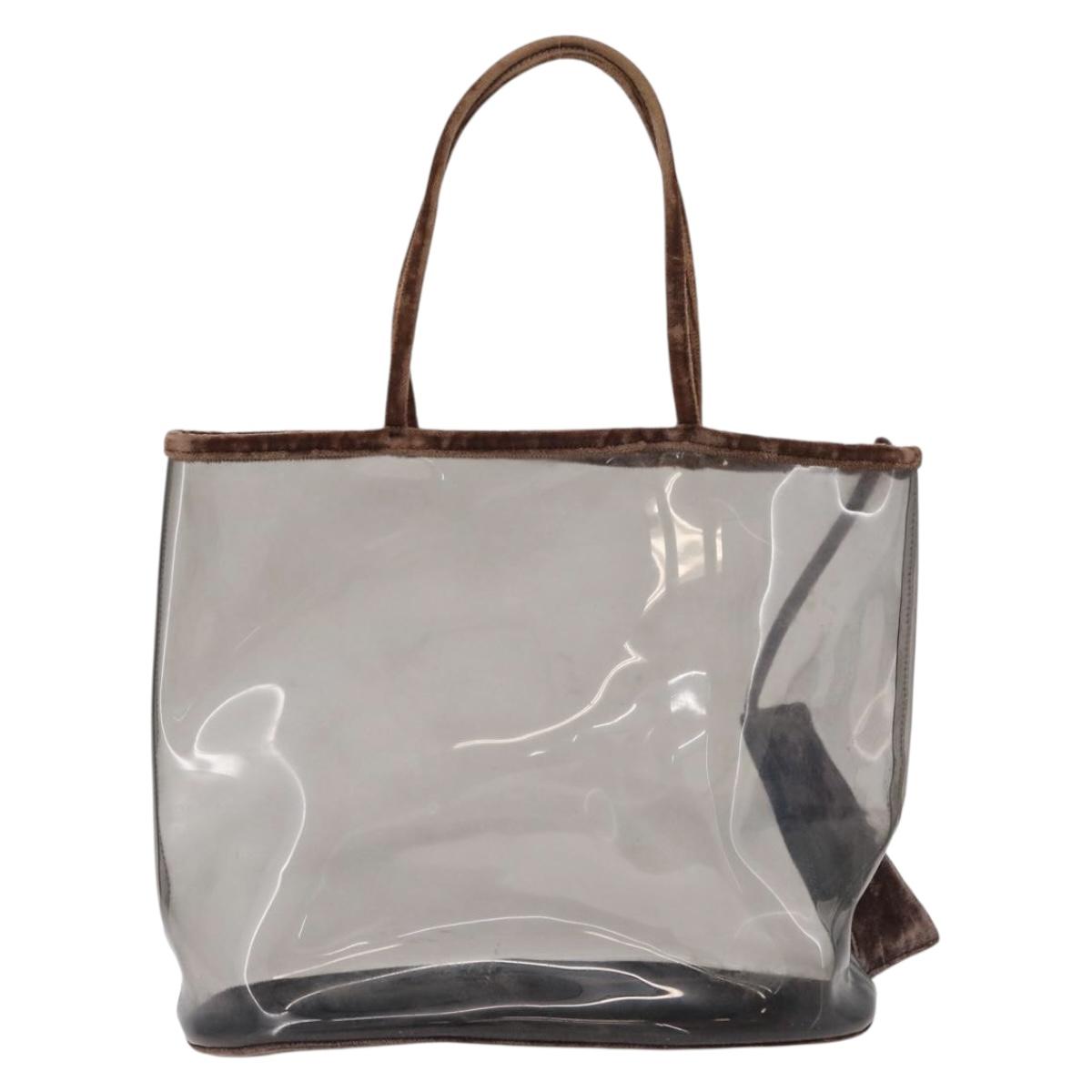 PRADA Tote Bag Velour Vinyl Brown Auth 173602