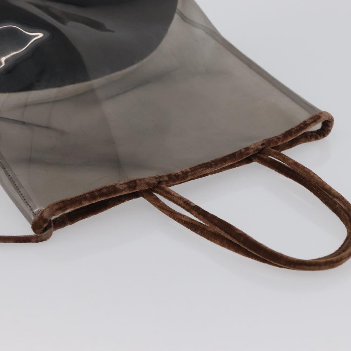 PRADA Tote Bag Velour Vinyl Brown Auth 173602