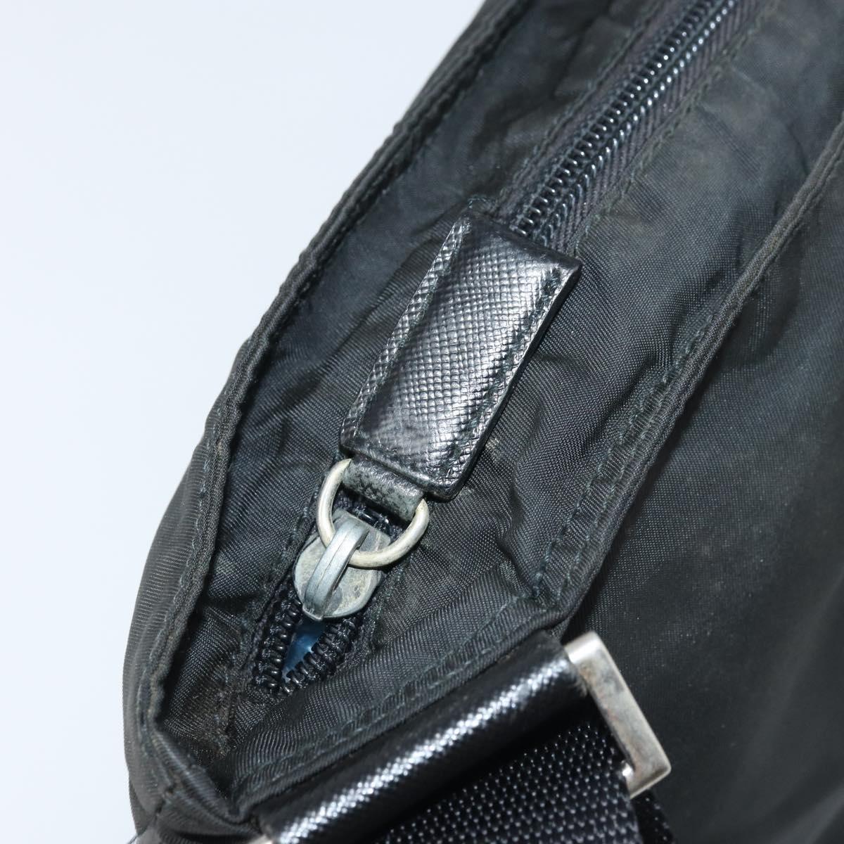 PRADA Shoulder Bag Nylon Black Silver Auth 173604