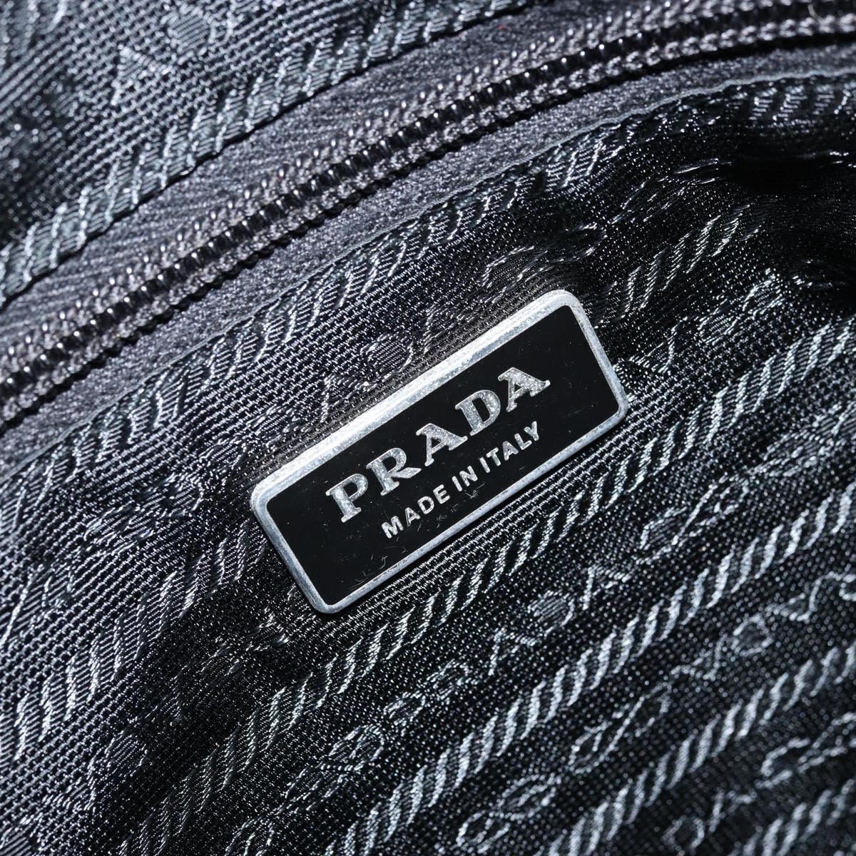 PRADA Shoulder Bag Nylon Black Silver Auth 173604