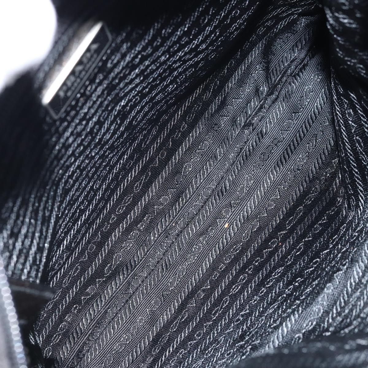 PRADA Shoulder Bag Nylon Black Silver Auth 173604