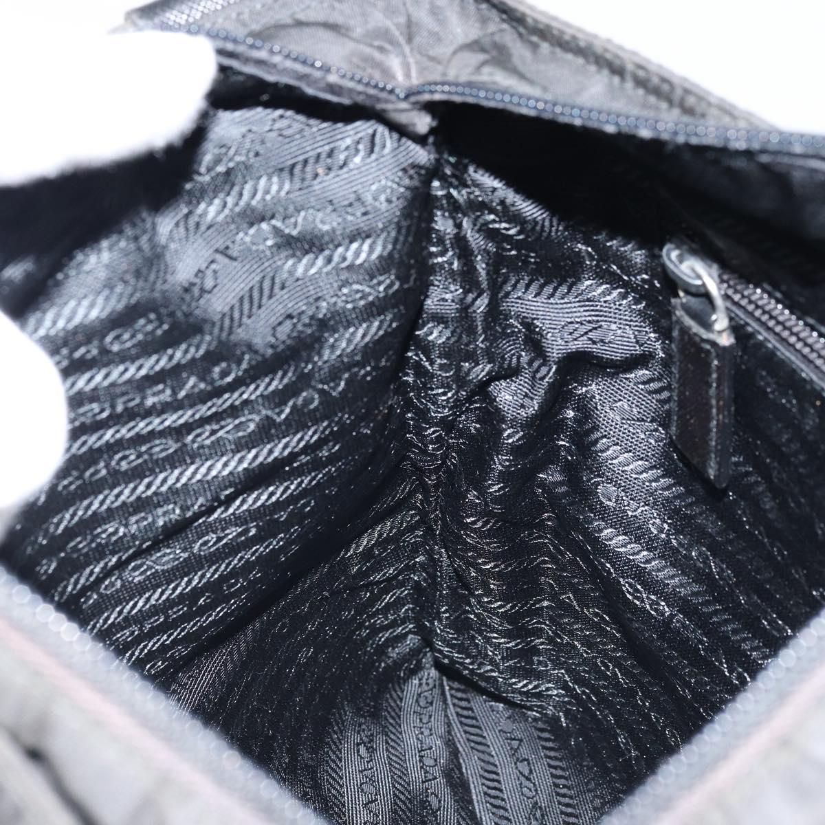 PRADA Shoulder Bag Nylon Black Silver Auth 173604