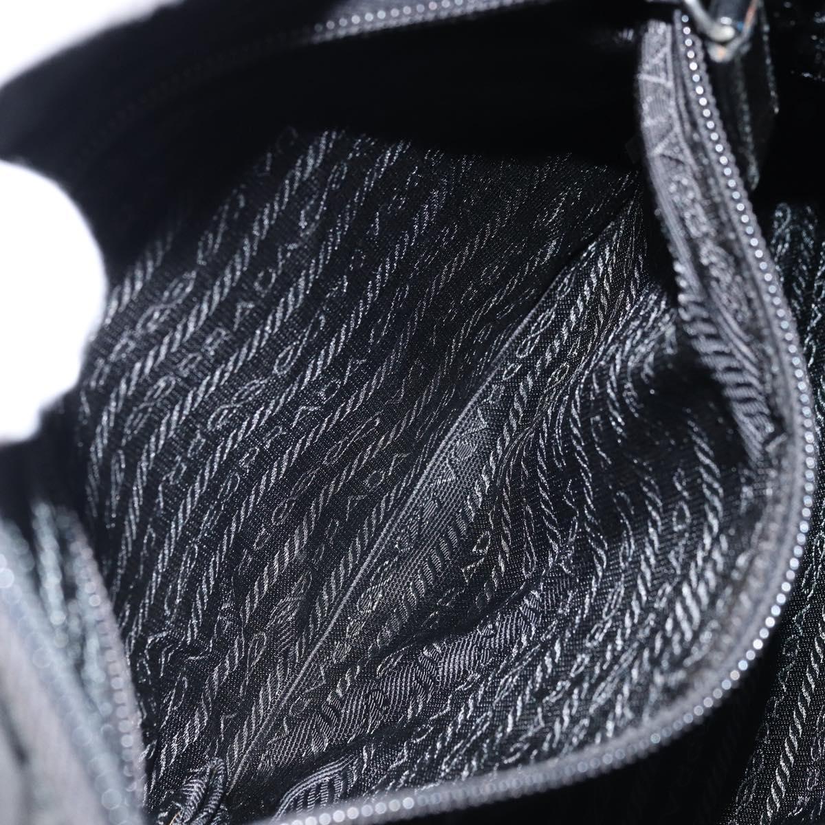 PRADA Shoulder Bag Nylon Black Silver Auth 173604