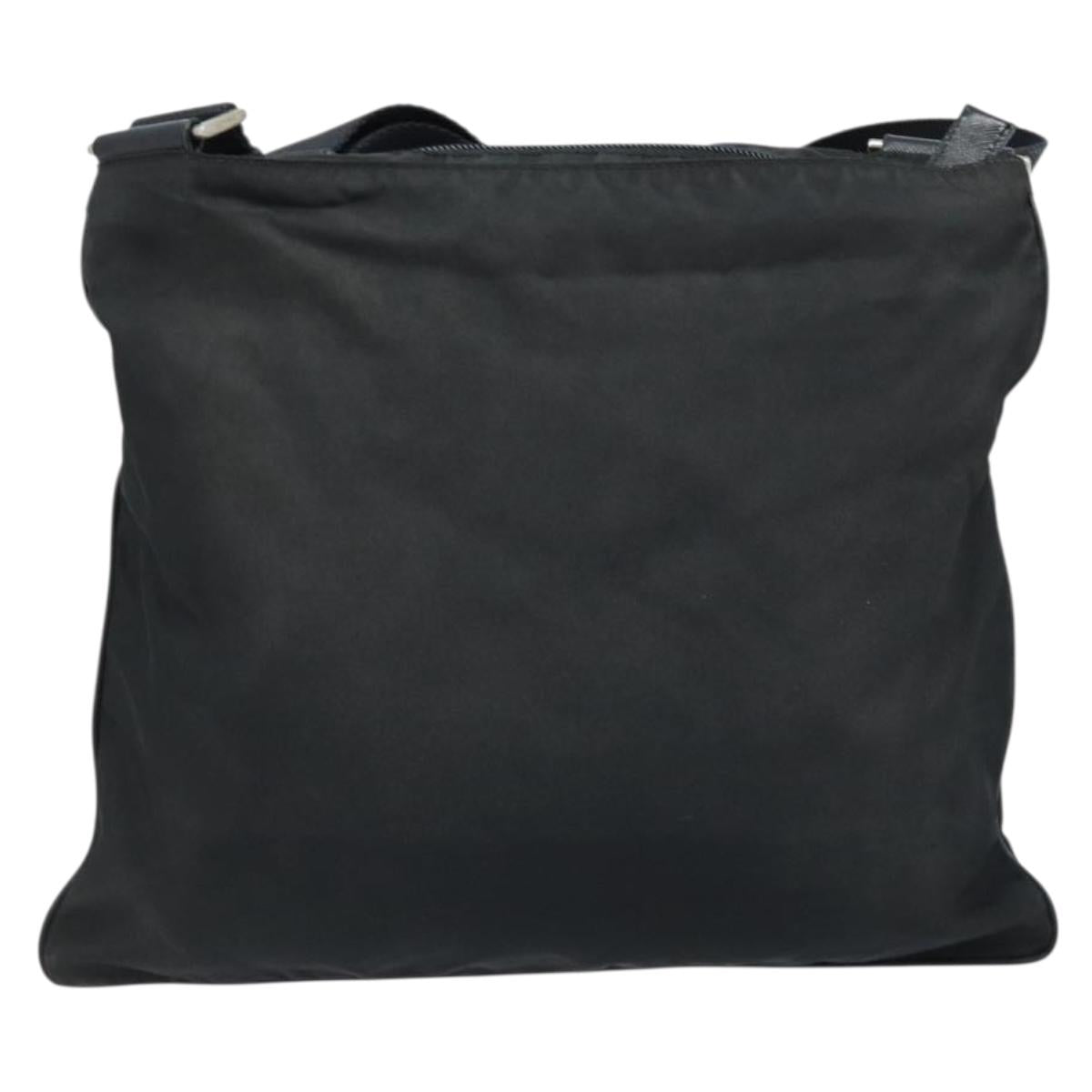 PRADA Shoulder Bag Nylon Black Silver Auth 173604