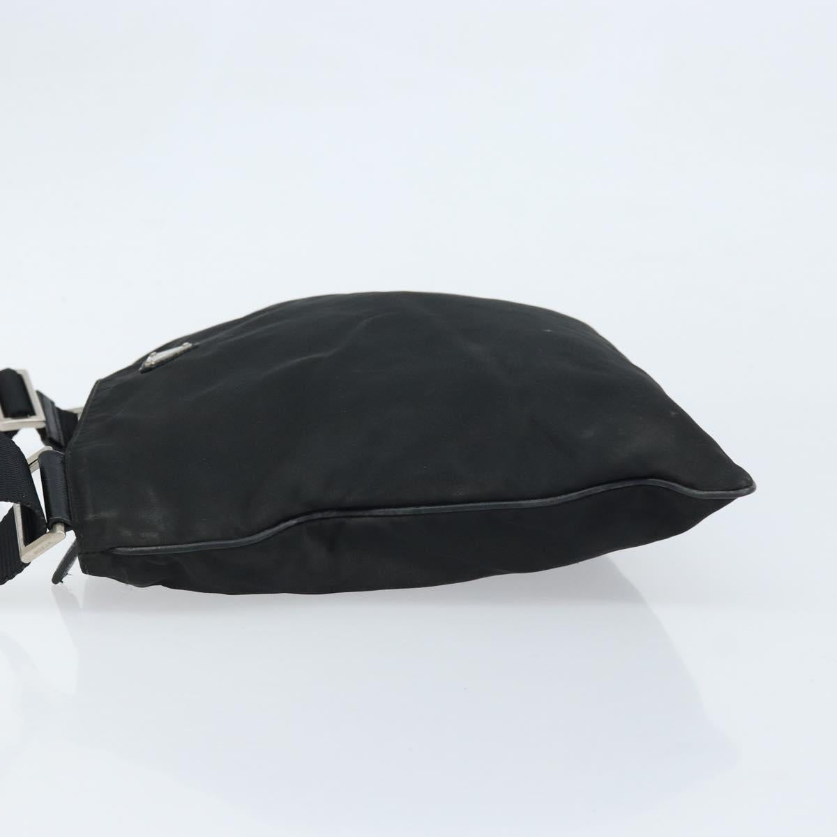 PRADA Shoulder Bag Nylon Black Silver Auth 173604
