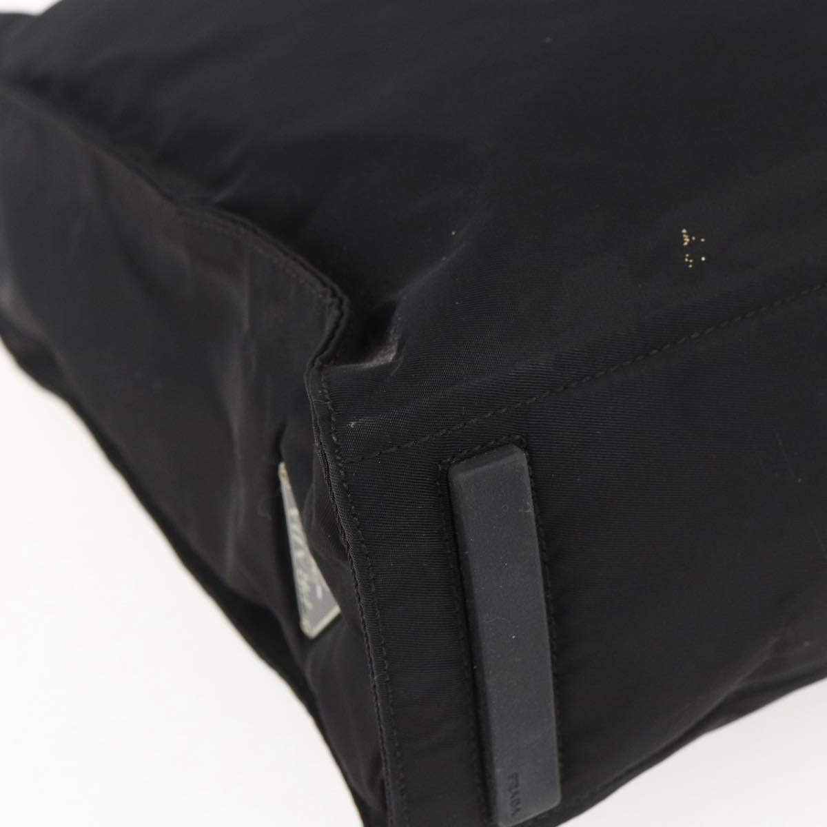 PRADA Tote Bag Nylon Leather Black Auth 173605