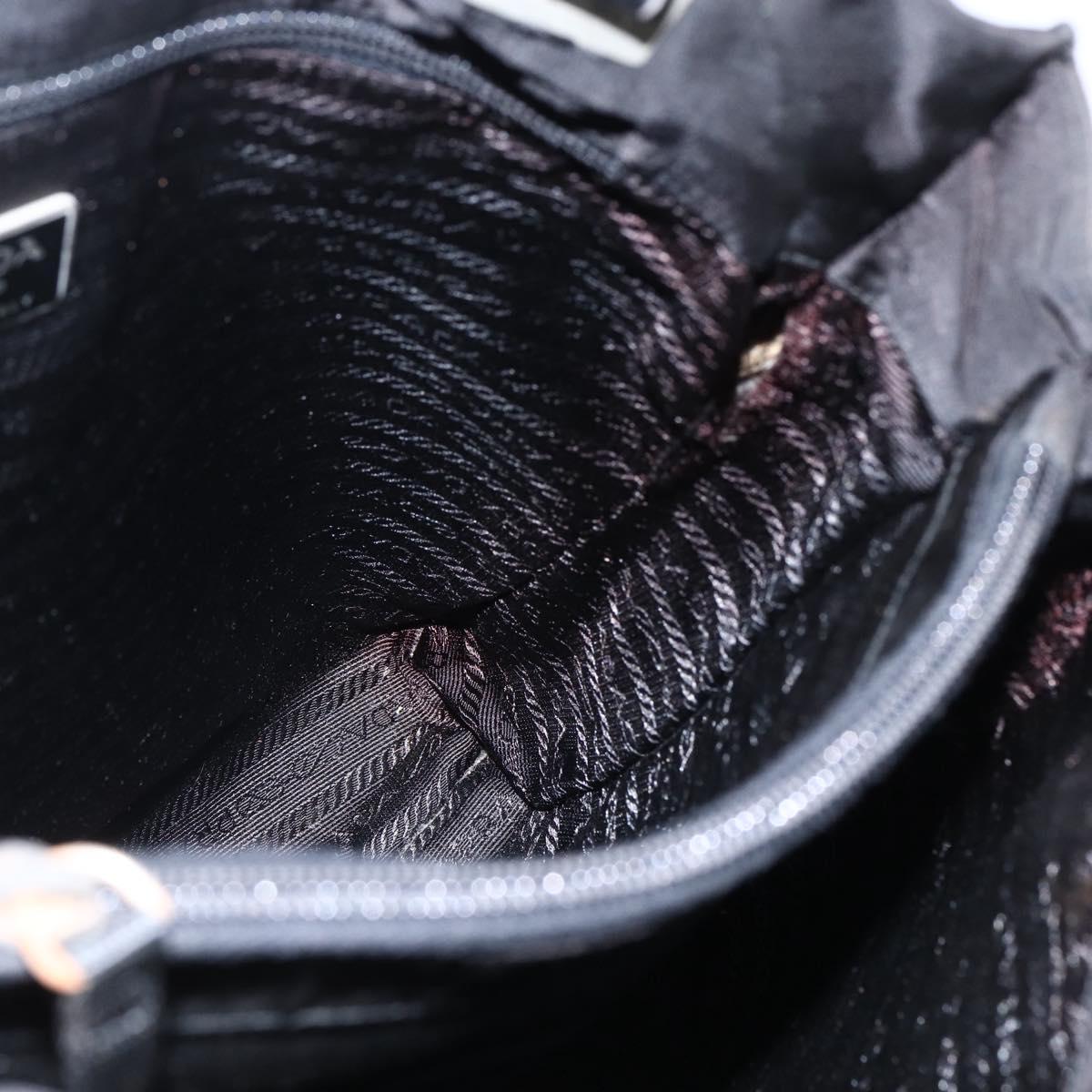 PRADA Tote Bag Nylon Leather Black Auth 173605