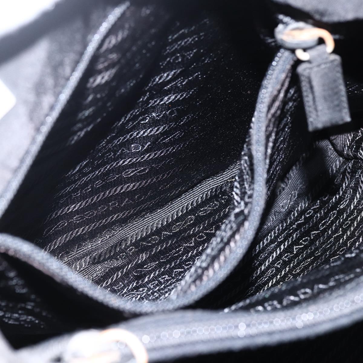 PRADA Tote Bag Nylon Leather Black Auth 173605