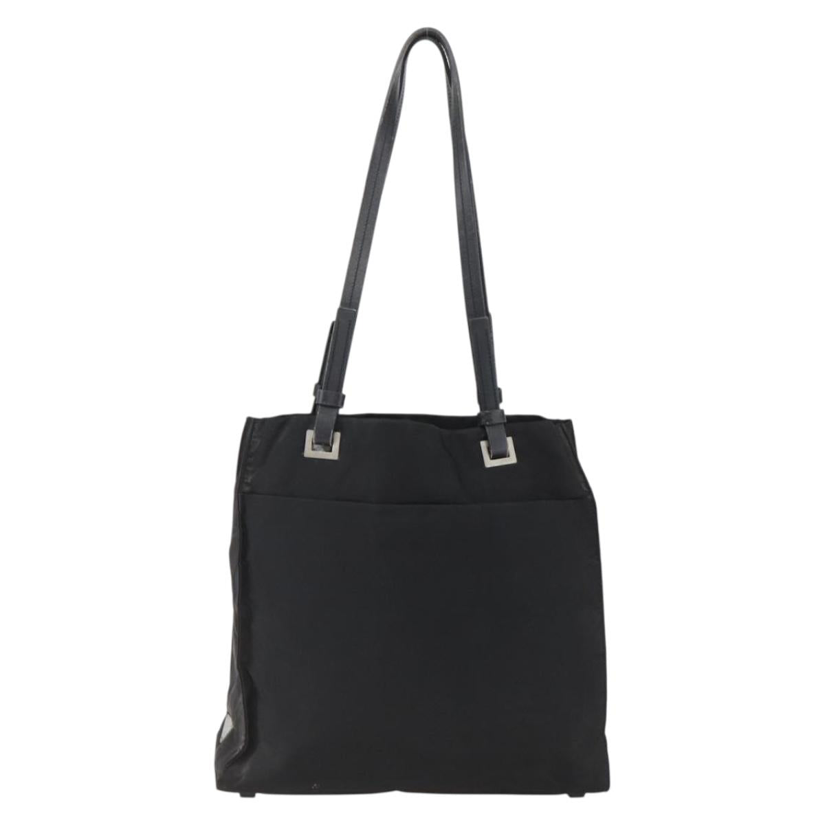 PRADA Tote Bag Nylon Leather Black Auth 173605