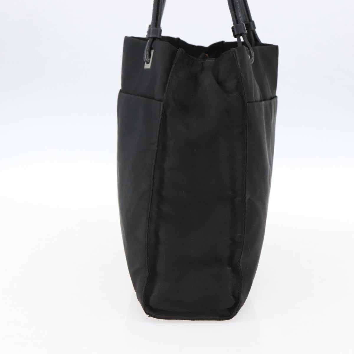 PRADA Tote Bag Nylon Leather Black Auth 173605
