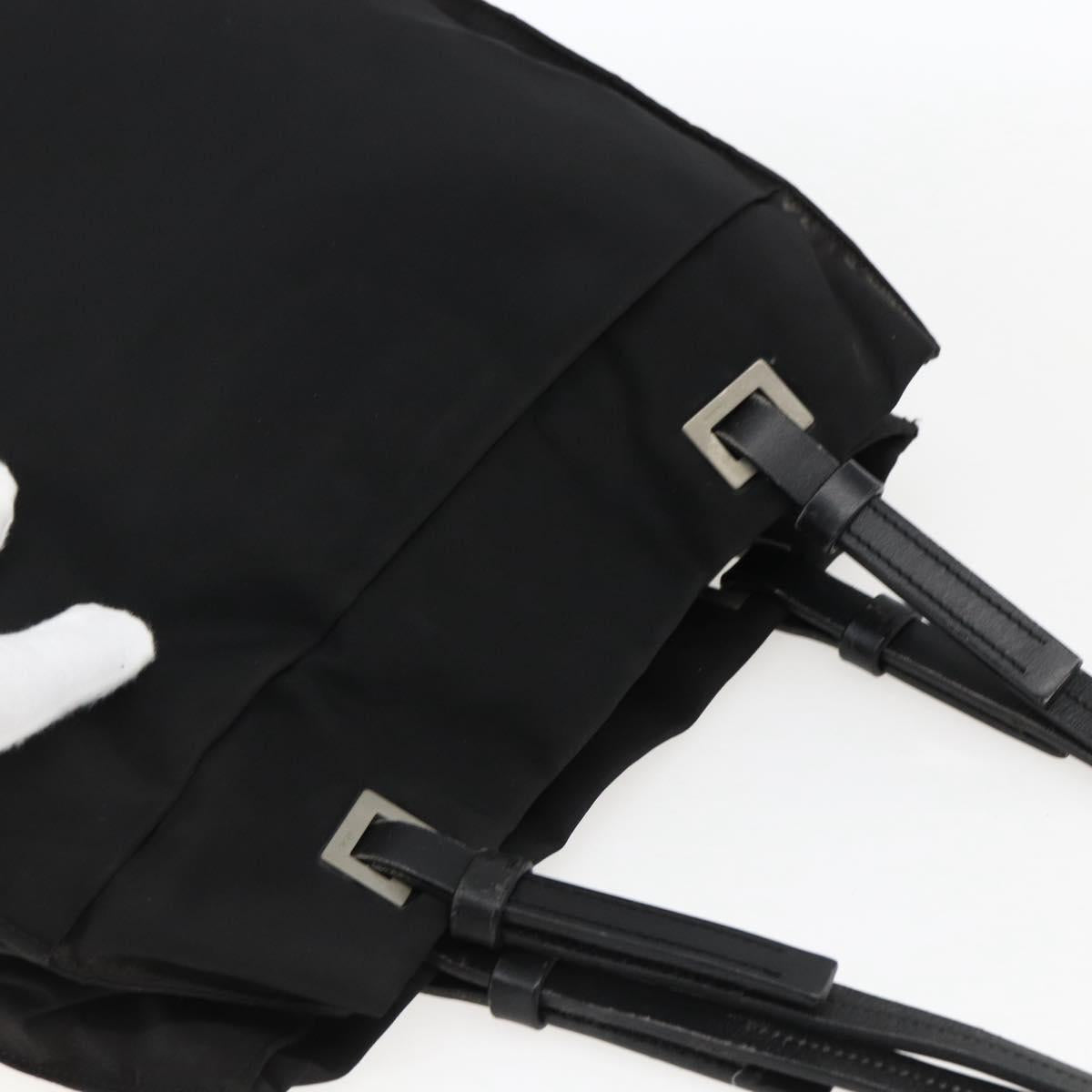 PRADA Tote Bag Nylon Leather Black Auth 173605