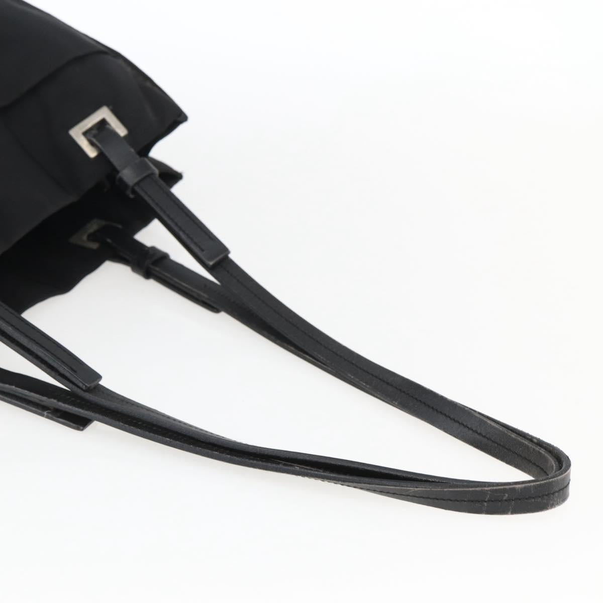 PRADA Tote Bag Nylon Leather Black Auth 173605