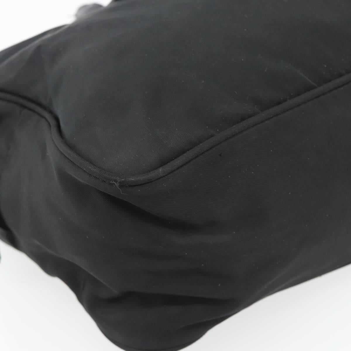 PRADA Hand Bag Nylon Black Silver Auth 173607