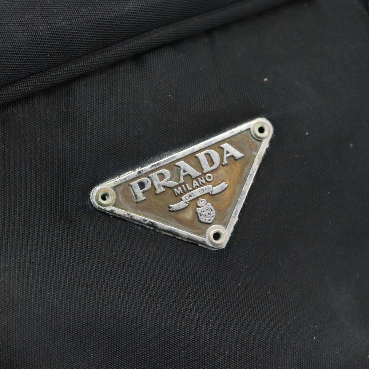 PRADA Hand Bag Nylon Black Silver Auth 173607