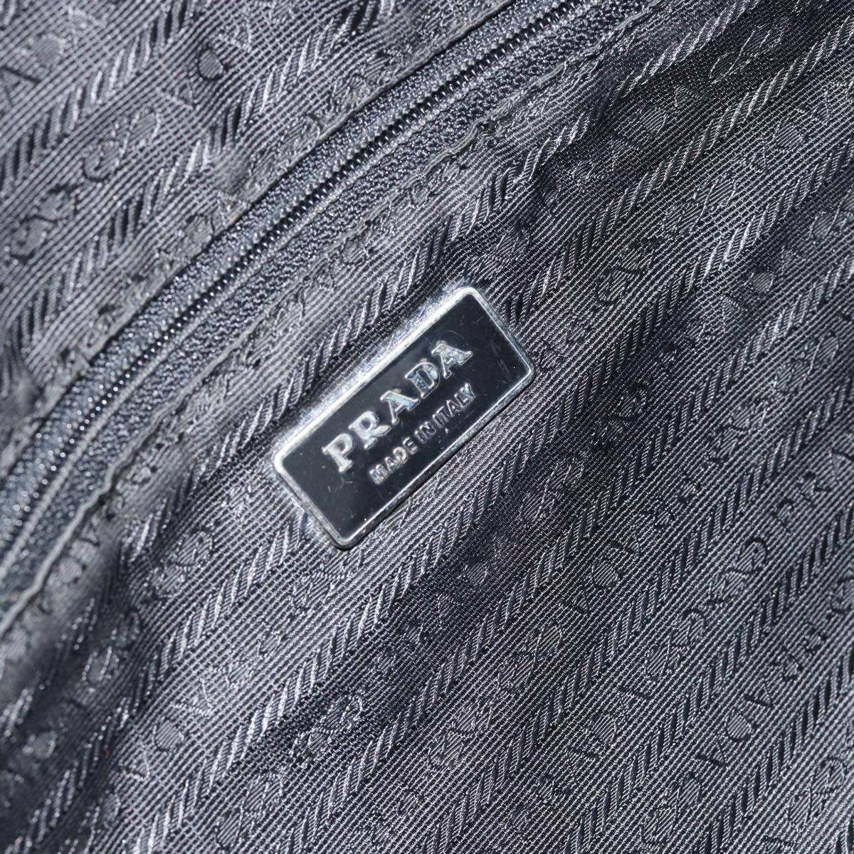 PRADA Hand Bag Nylon Black Silver Auth 173607
