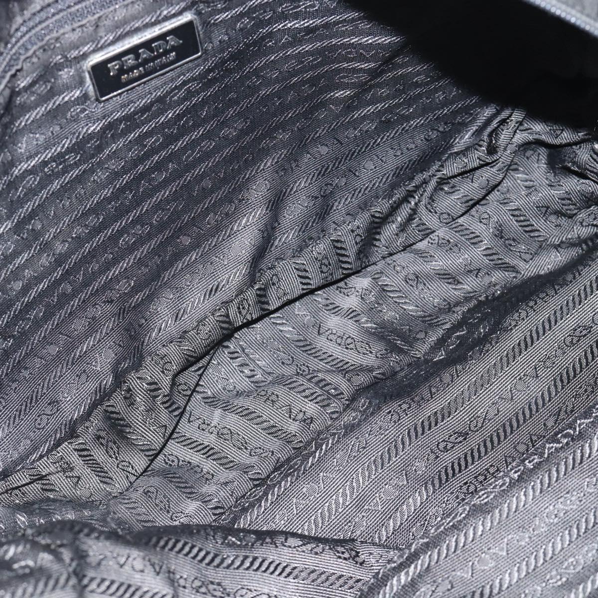 PRADA Hand Bag Nylon Black Silver Auth 173607