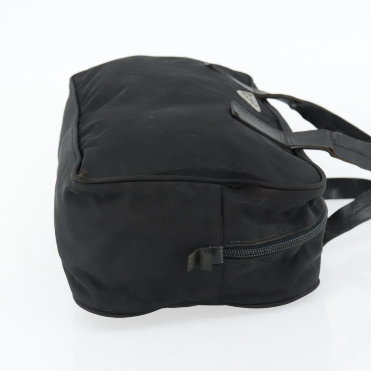 PRADA Hand Bag Nylon Black Silver Auth 173607