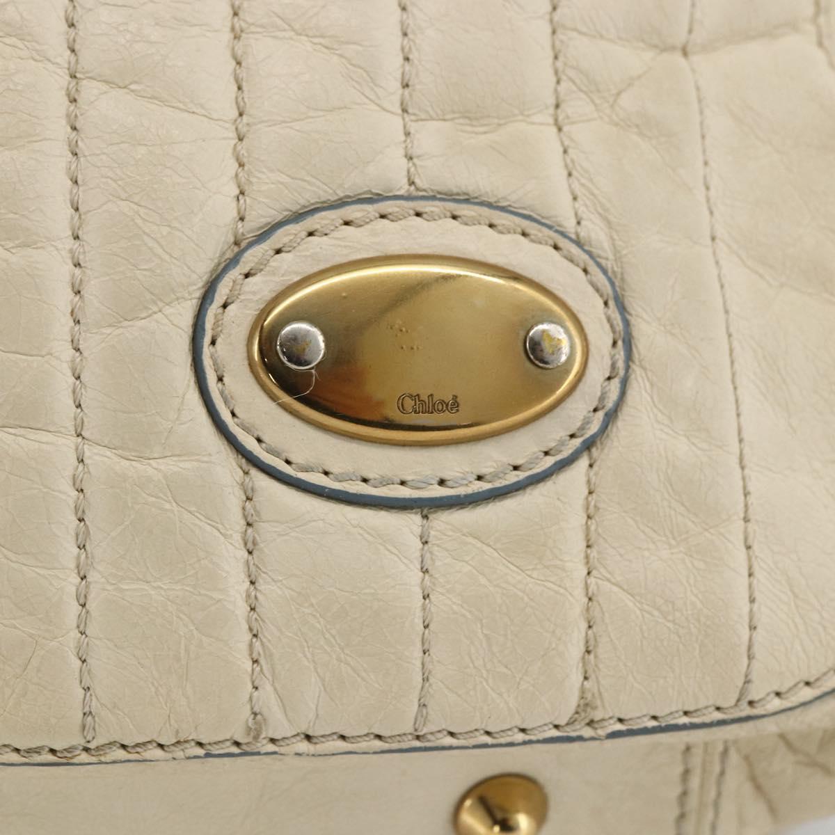 Chloe Tote Bag Leather Ivory Gold Auth 173609