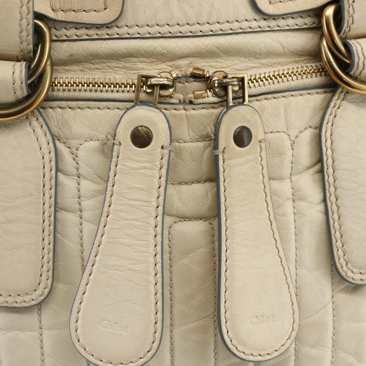 Chloe Tote Bag Leather Ivory Gold Auth 173609