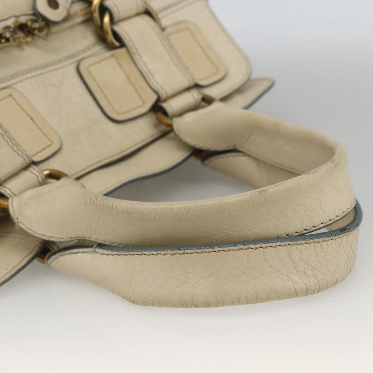 Chloe Tote Bag Leather Ivory Gold Auth 173609