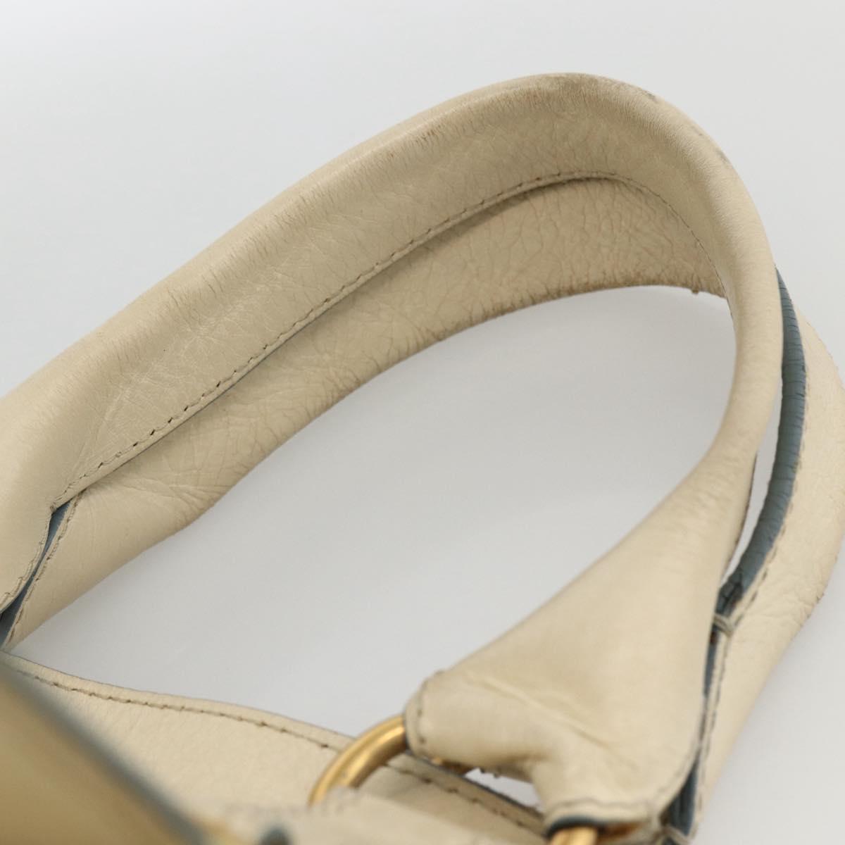 Chloe Tote Bag Leather Ivory Gold Auth 173609