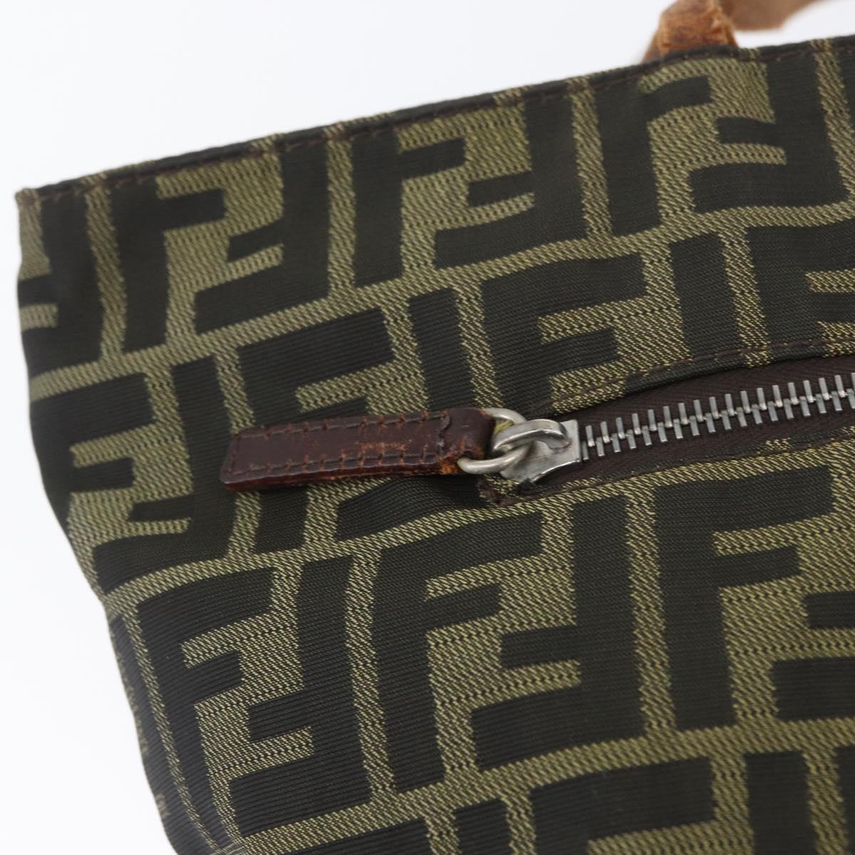 FENDI Zucca Canvas Tote Bag Brown Black Auth 173610