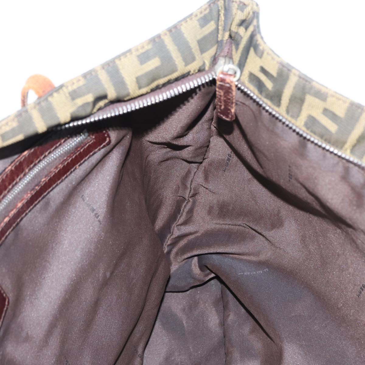 FENDI Zucca Canvas Tote Bag Brown Black Auth 173610