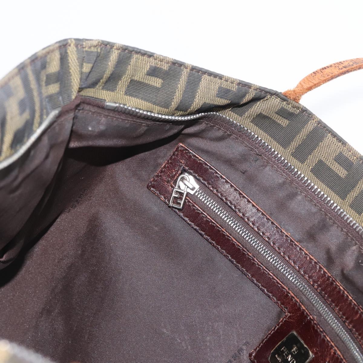 FENDI Zucca Canvas Tote Bag Brown Black Auth 173610