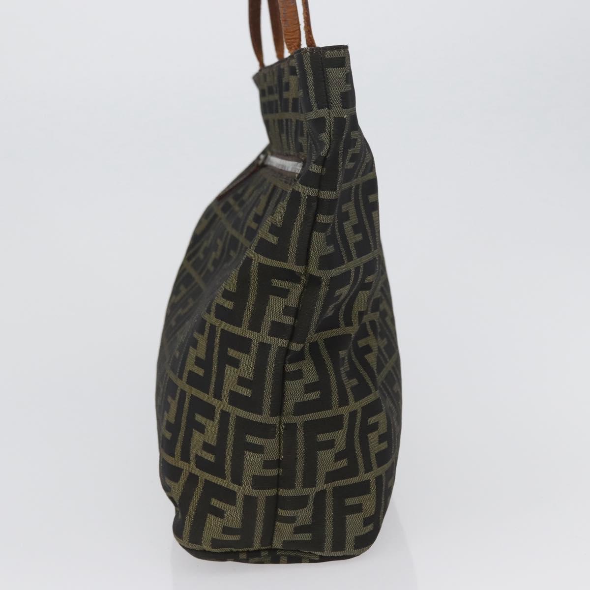 FENDI Zucca Canvas Tote Bag Brown Black Auth 173610