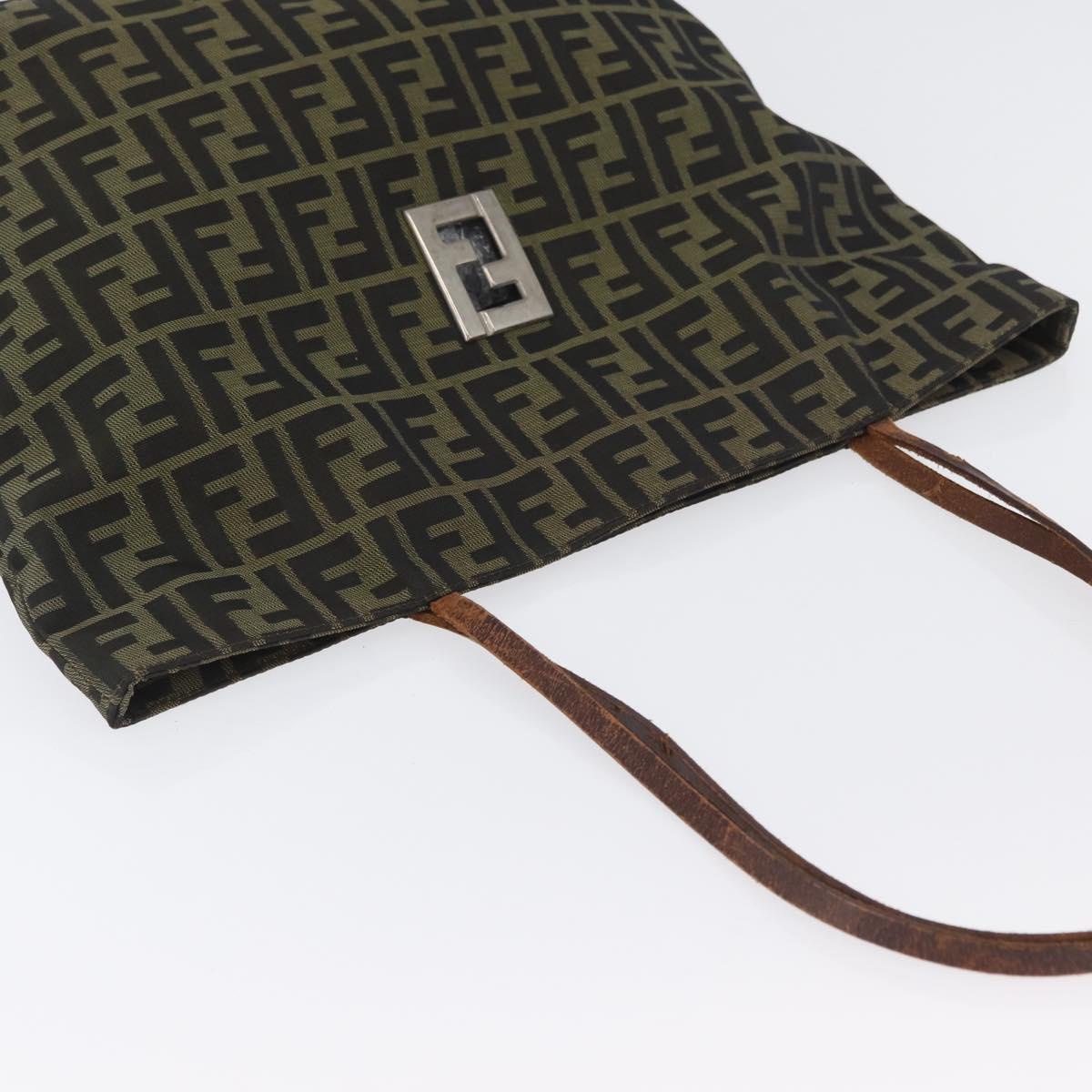 FENDI Zucca Canvas Tote Bag Brown Black Auth 173610