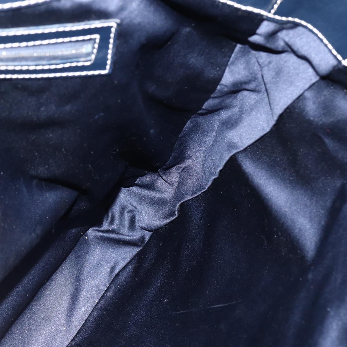 FENDI Zucchino Canvas Tote Bag Navy Silver Auth 173614