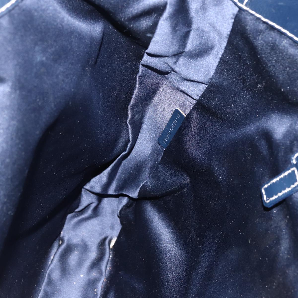 FENDI Zucchino Canvas Tote Bag Navy Silver Auth 173614