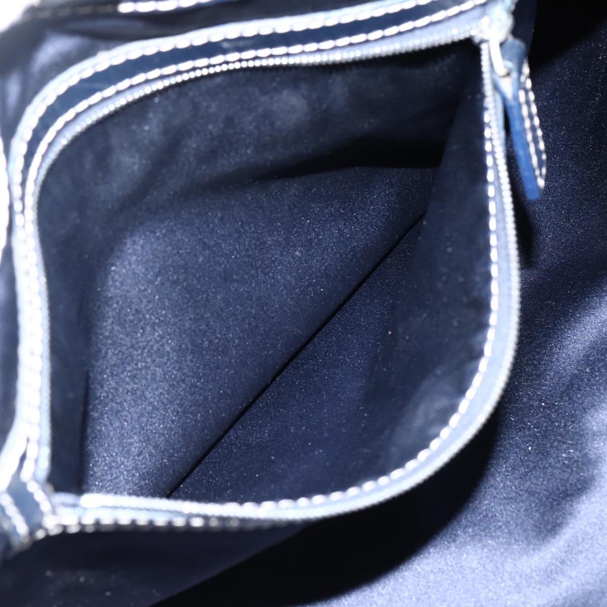 FENDI Zucchino Canvas Tote Bag Navy Silver Auth 173614