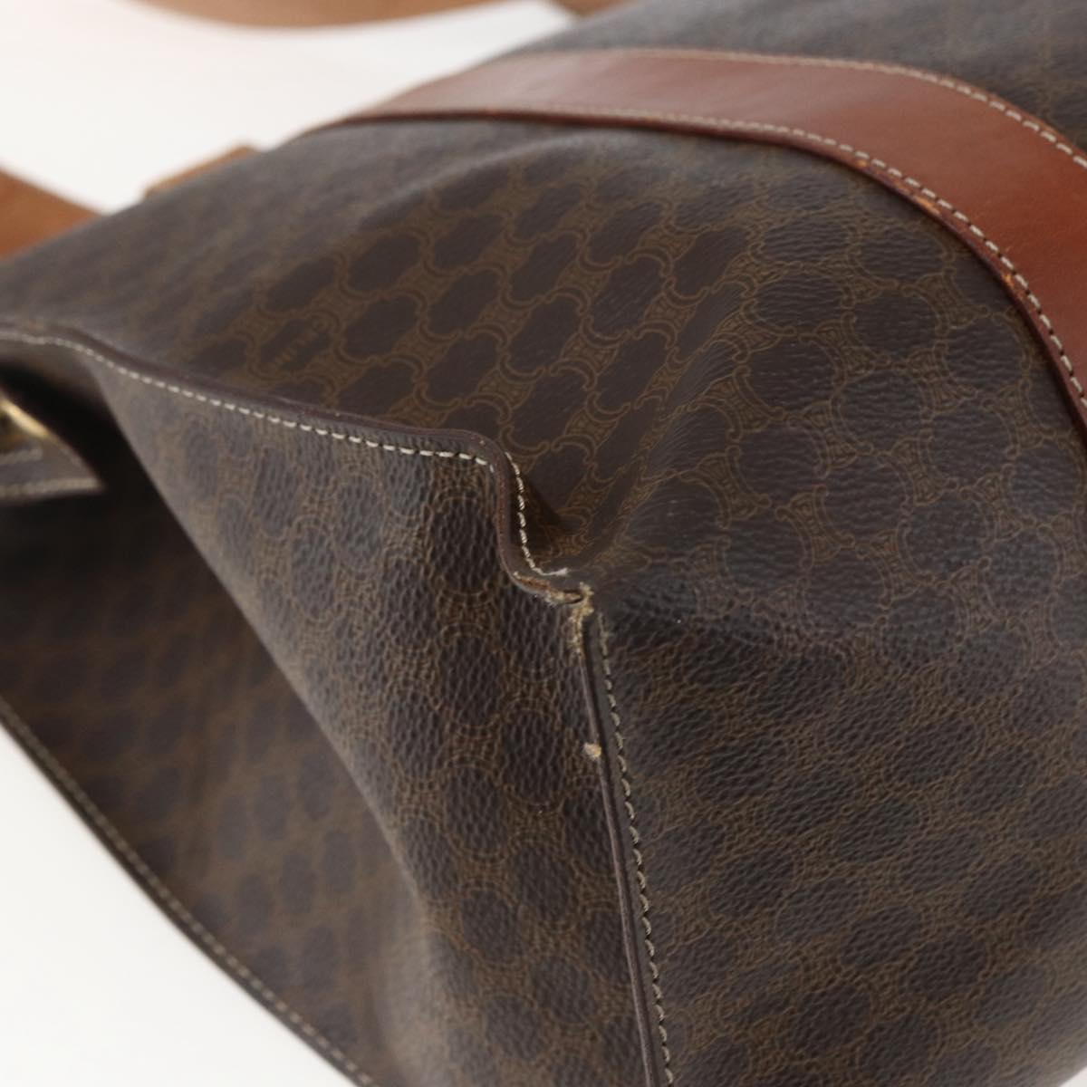 CELINE Macadam Canvas Tote Bag PVC Leather Brown Gold Auth 173615