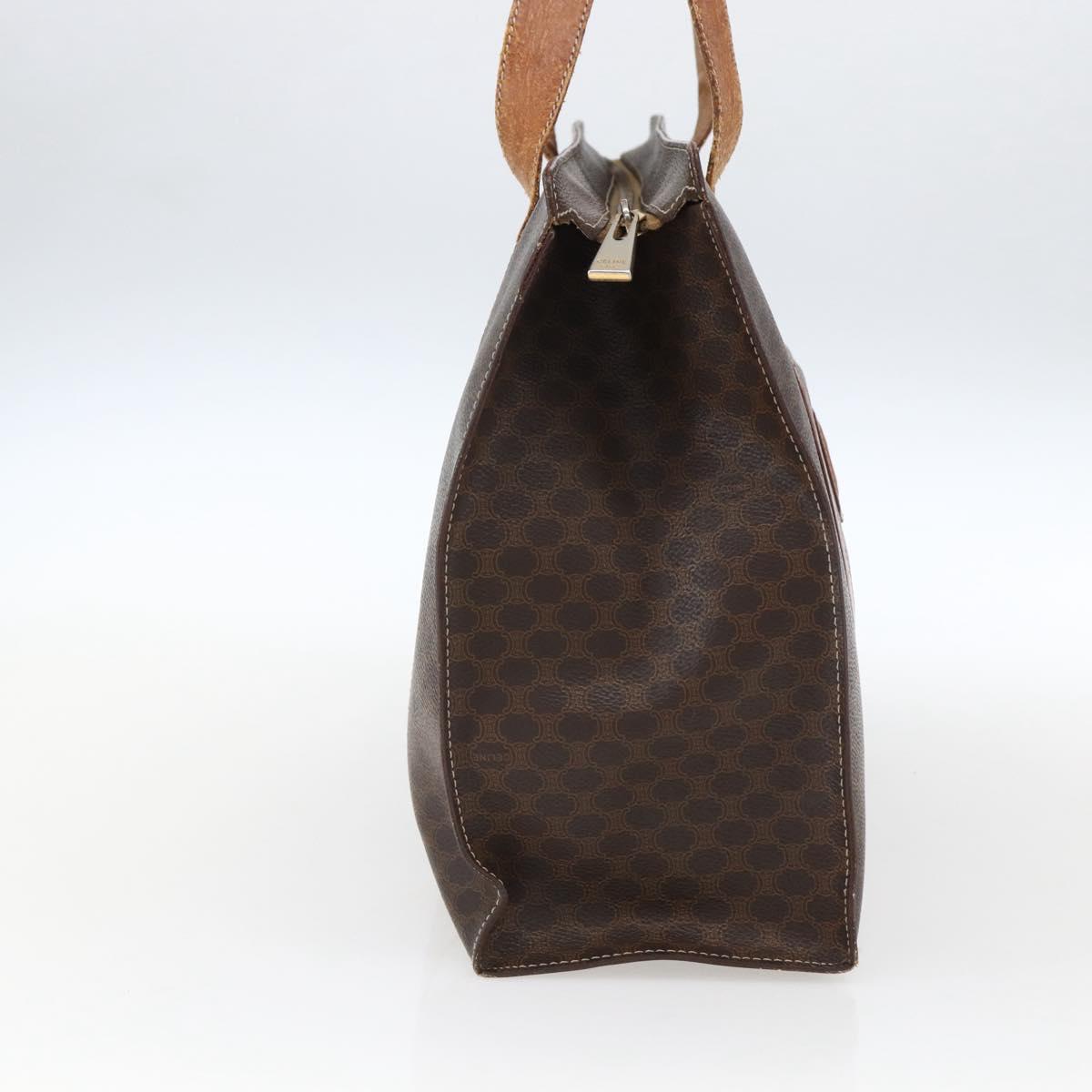 CELINE Macadam Canvas Tote Bag PVC Leather Brown Gold Auth 173615