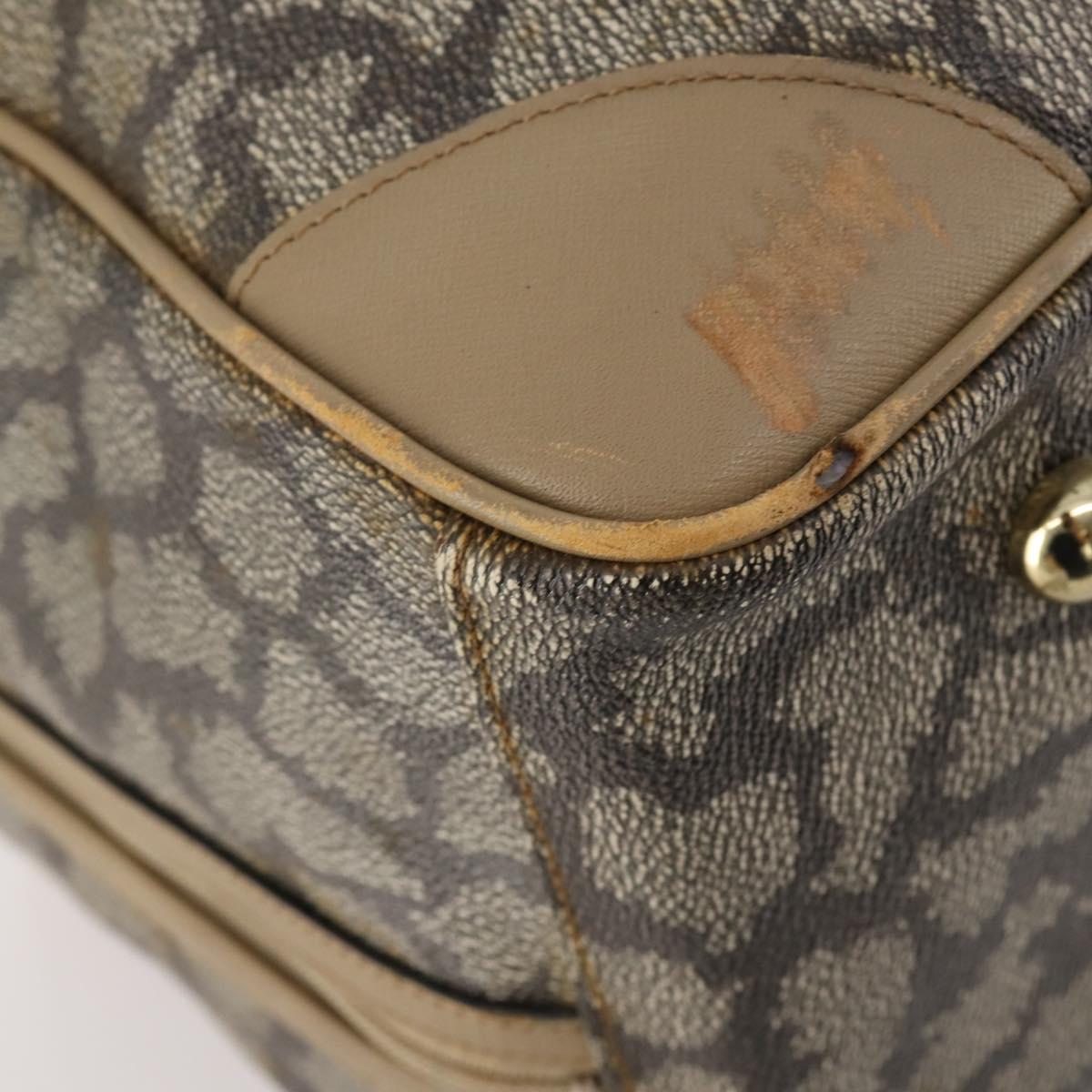 SAINT LAURENT Boston Bag PVC Leather Beige Gray Auth 173616