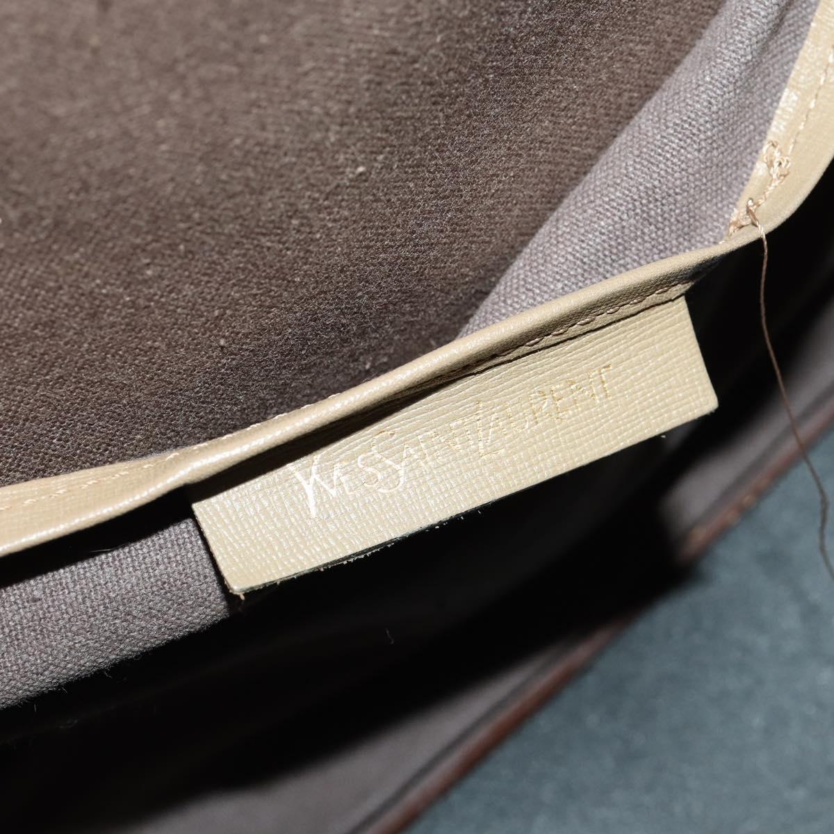 SAINT LAURENT Boston Bag PVC Leather Beige Gray Auth 173616