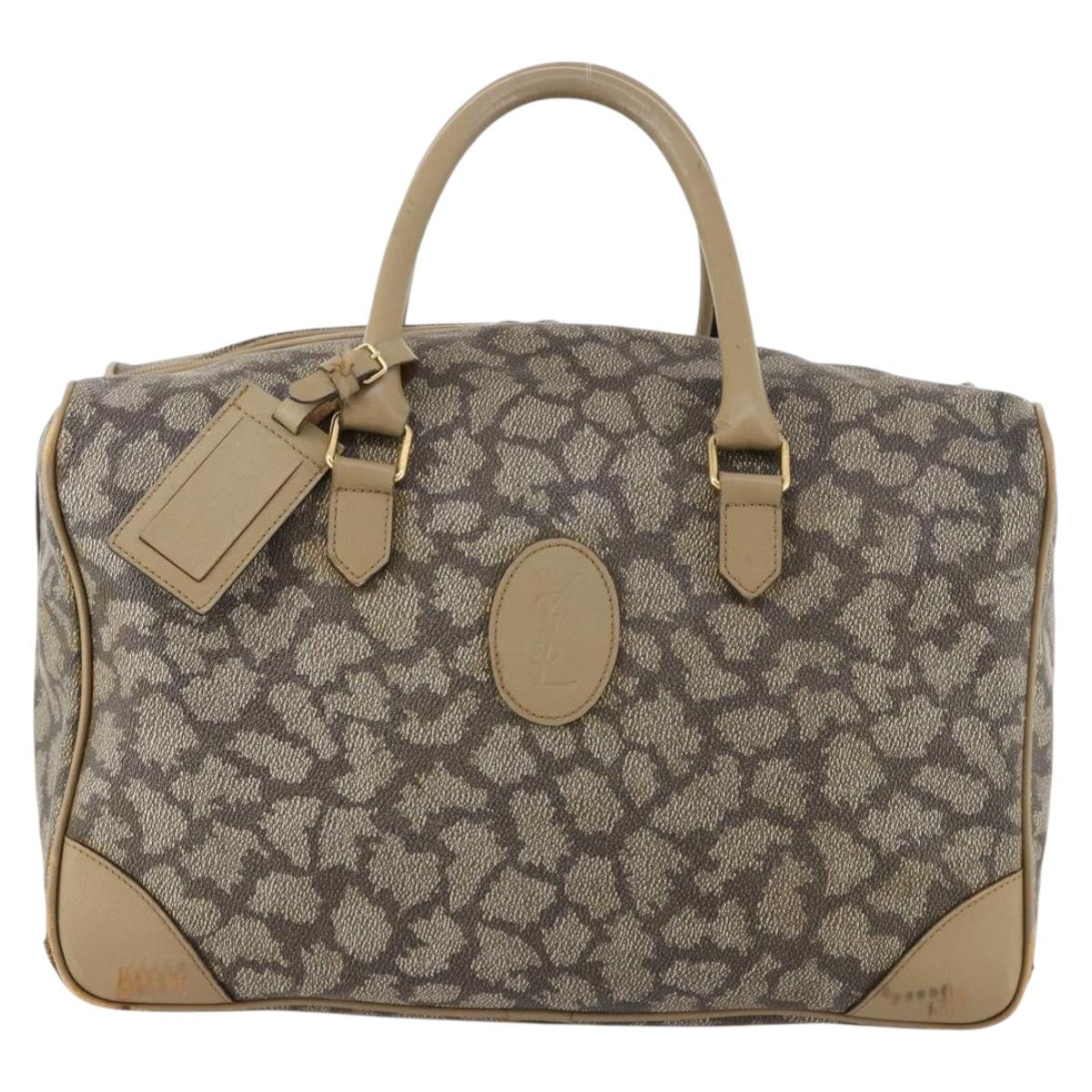 SAINT LAURENT Boston Bag PVC Leather Beige Gray Auth 173616